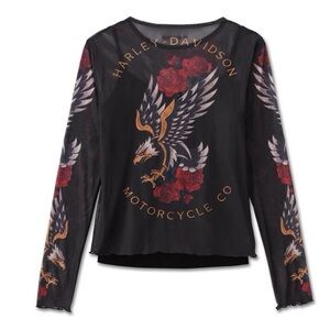 NWT Harley-Davidson Tattooed Mesh Knit Top 96598- 24VW - MEDIUM